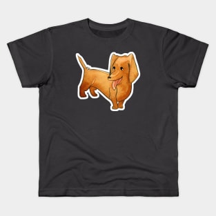 Little Happy Watercolor Dachshund Wiener Dog Kids T-Shirt